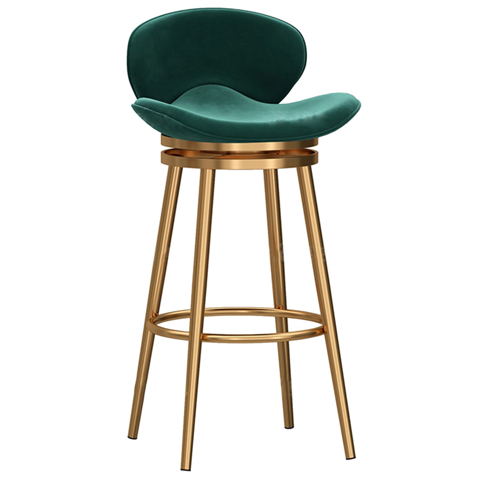 IUokLU Green Velvet Swivel Bar Stool with Butterfly Backrest and Footrest Home Kitchen Dining Counter Reception Chair