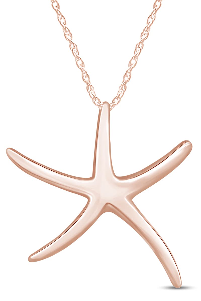 AFFY Collar con colgante de estrella de mar en oro de 14 K sobre plata de ley