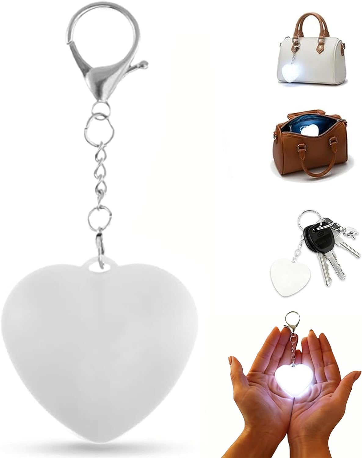HiGropcore Purse Light for Inside, Wallet Tote Bag Handbag Light, LED Touch Activated Automatic Sensor Handbag, Heart Shaped Purse Lamp for Women