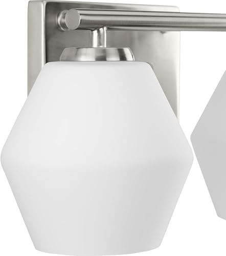 Miniatura 4 de Progress Lighting P300431-009 Copeland Collection - Lámpara de tocador de 15 pulgadas con dos luces de níquel cepillado con pantallas de cristal de