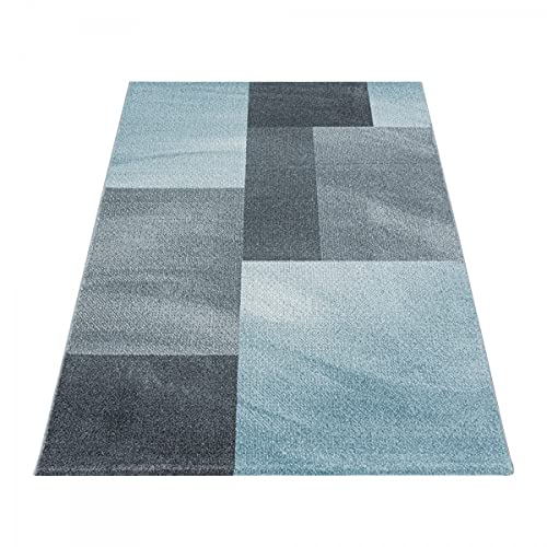 Tapis design Zipcode bleu rectangulaire 80x150 cm salon - 4