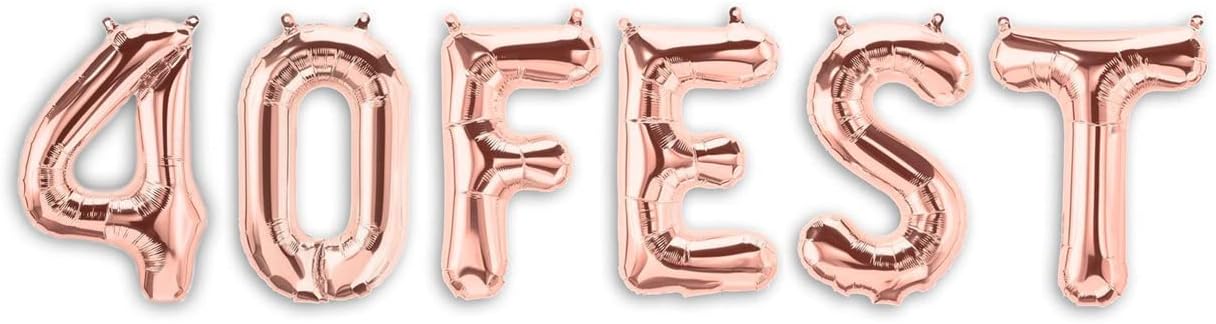 40FEST ™16" 40th BIRTHDAY PARTY FOIL BALLOONS - 40th Birthday Balloons - 40 FEST BALLOONS (ROSE GOLD), Large - Image 3
