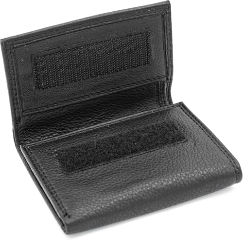 Mens Trifold Wallet RFID Protection Genuine Leather Trifold Wallet Key Holder Velcro's Closure Card Case Holder (J133, Black)4