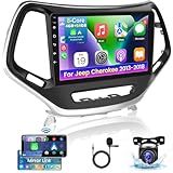 [8 Core 4+64G] Car Radio for Jeep Cherokee 2013-2018 with Wireless Carplay and Android Auto - 10.1 Inch IPS 1280 * 720 Touchscreen Android Car Stereo - DSP 32 EQ/WiFi/GPS + AHD Backup Camera