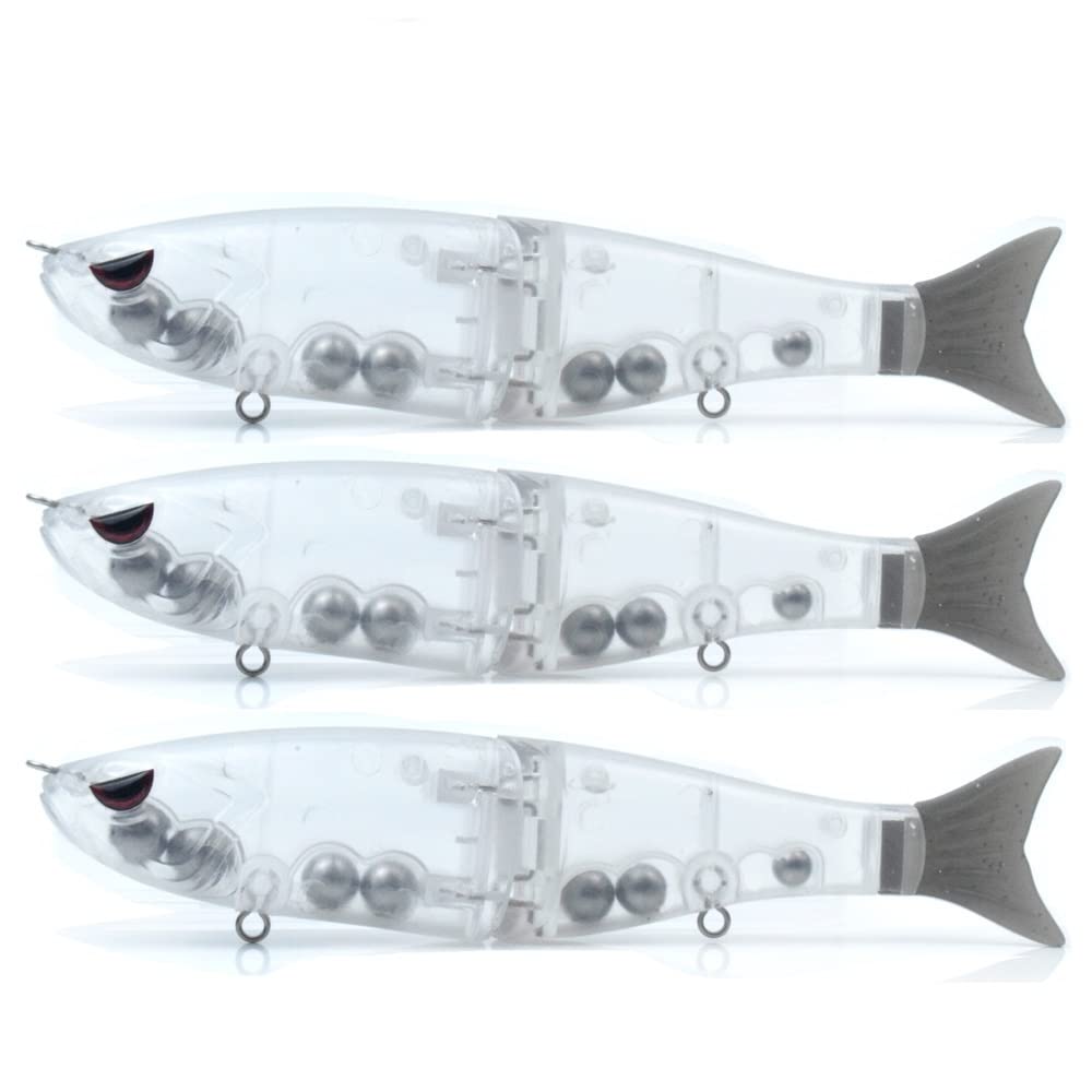 HUFFA Lot de 5 leurres de pêche artificiels Non Peints Glide Shad Bait 18 cm 60 g avec Queue Souple et Yeux 3D