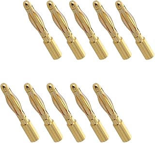 Heyiarbeit 10pcs 2mm Male Bullet Banana Connectors Plugs Gold Plated Banana Plugs for DIY RC Battery ESC Motor