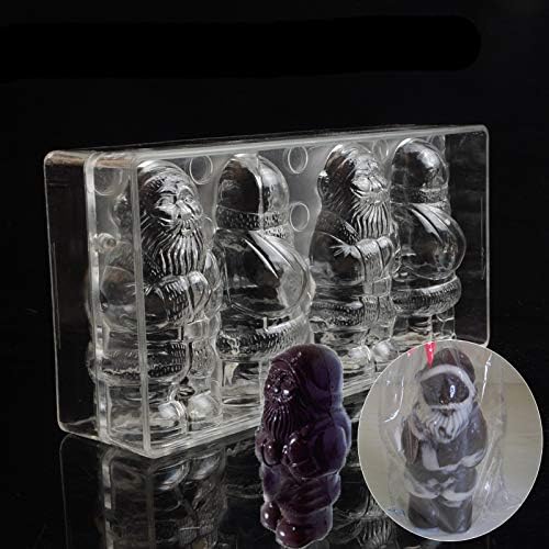 (2pcs/set) Top Grade Big Size Christmas 3D Santa Claus Shape Unbreakable Polycarbonate PC Hard Plastic Chocolate Mold For DIY Baking Supplies