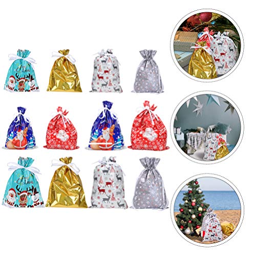 Hemoton 12 Pcs Sacos de Presente de Natal Com Cordão de Natal Sacolas de Presentes de Natal Sacolas