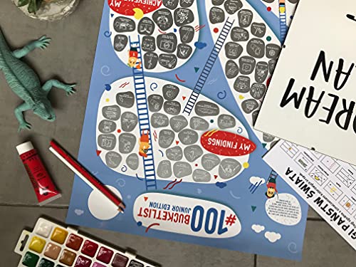 1Dea.me 100 Bucketlist Kids Wall Poster - Scratch Off Your Life Achievements - Kids Print For Motivation - Enjoy And Have Fun - 16X24 In #TOP7