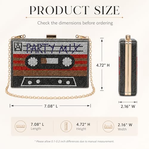 Image of QZUnique Tape Shaped Shoulder Bag Radio Recorder PU Crossbody Bag Women's Retro Evening Bag Handbag Clutch Purse
