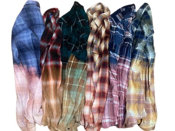 Mystery Color Bleached Distressed Flannel Shirt