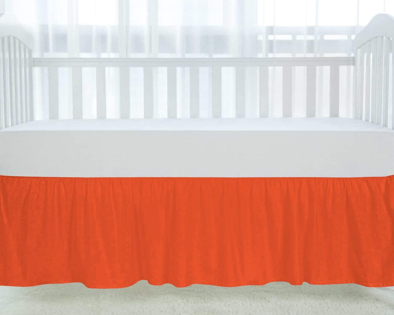 1 Piece Dust Ruffle Crib Bed Skirt 800 Thread Count 100% Egyptian Cotton Nursery Crib Toddler (28” x 52” x 14’’) Bedding Skirt for Baby Boys or Girls - Burnt Orange Solid