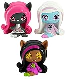 Monster High Minis Rag Doll Ghouls Clawdeen Wolf, a sparkling Candy Ghouls Abbey Bominable and an Original Ghouls Catty Noir Figures, 3 Pack