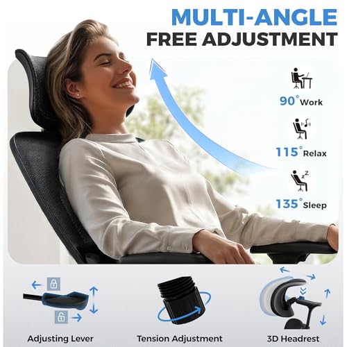 Image of Ergonomic Desk Chair, Breathable Mesh Office Chair for Long Hours, 6 Pack