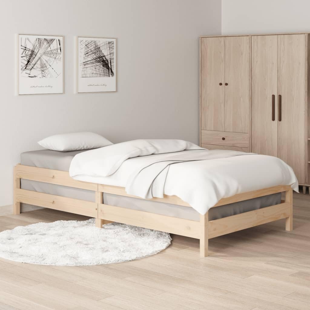Massives Kiefernholz Stapelbett stabil stapelbar 100x200 cm Braun