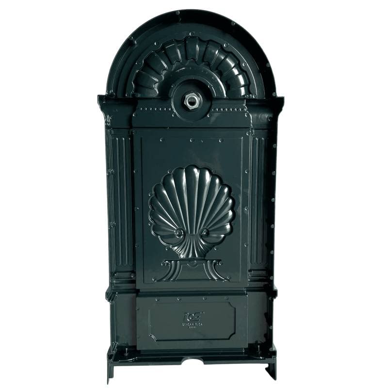 Fontaine de Jardin à Poser Source en Fonte d'Aluminium Patinée Vert avec Robinet Fonctionnel en Laiton 35x40x83cm