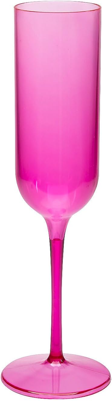 Fun Express 9 1/4" 8 oz. Bright Pink Plastic Champagne Flutes - 25 Piece