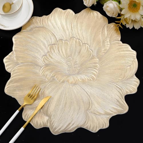 Image of Dakshya Industries Coffee Table Round Placemat Waterproof PVC Pack of 1 |Gold