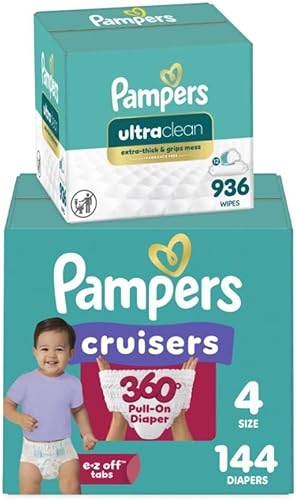 Miniatura 17 de Pampers Pull On Cruisers - Pañales desechables para bebé, ajuste de 360°, talla 5, 128 unidades con toallitas para bebé libres y suaves, 12 paquetes