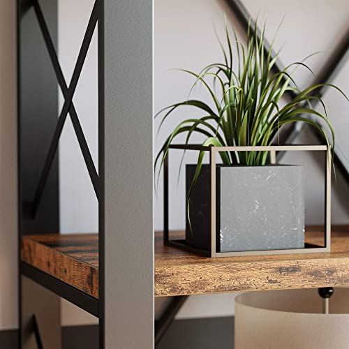 Ironck Bookshelf Double Wide 6-Tier 76" H, Open Large Bookcase, Industrial Style Shelves, Wood And Metal Bookshelves For Home Office, Easy Assembly #TOP4