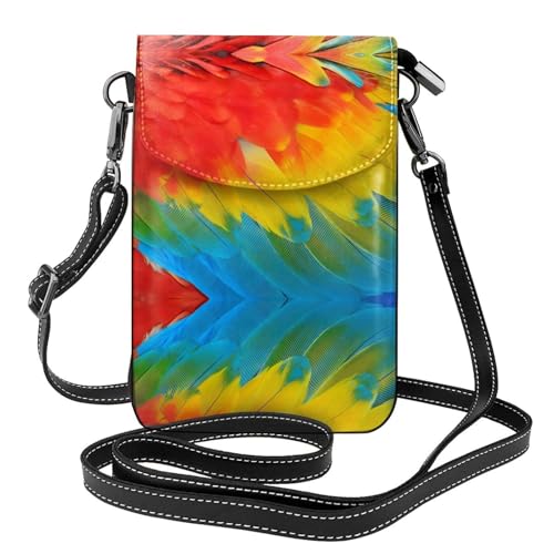 Sac à bandoulière plumes de perroquet imprimé en matériau doux pour petites pochettes de monnaie