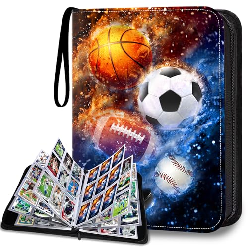 HESPLUS 900 Pockets Sports Card Binder, Sports Trading Cards Display Case with Sports Card Sleeves Card Holder Protectors Set for Football Baseball Basketball Soccer Sports Cards Collector Album by HESPLUS - Used condition - US$21.60