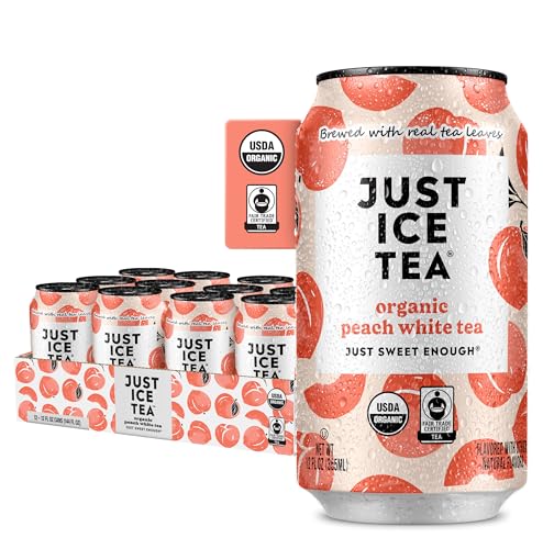 Just Ice Tea, Peach White Iced Tea, 12-Pack (12oz Cans), USD