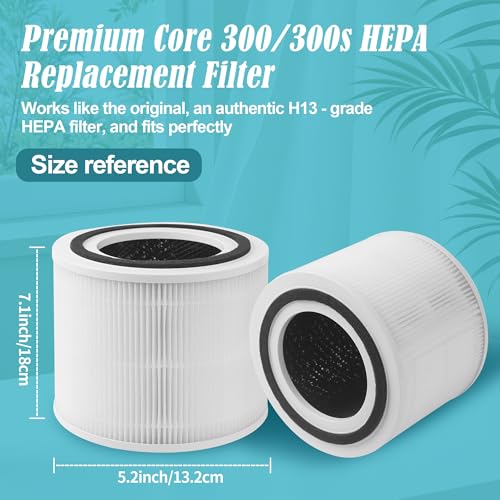 2 Filtri Hepa Per Levoit Core 300 / Core 300S / Core 300-RF, 3 In 1 Filtro A Carbone Attivo H13 H13 Hepa Per Filtrare Il 99,97% Di Polline Di Polvere, Adatto A Pazienti Allergici E Fumatori, Bianco - 2