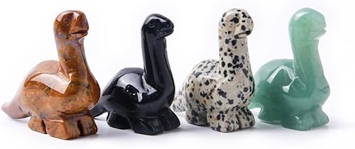 Vista 6 de YGLINE Talla de dinosaurio de piedras preciosas pequeñas,Figura animal de cristal,Estatua de piedra curativa de Reiki