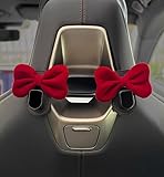 Lagnlnaoy 2pcs Car Rear Seat Hook Cute Bow Hanger Hook Closed Design Auto Hook Stainless Steel Headrest Hooks Car Accessorie Red Velvet Bow Car Headrest Decorative Accessories Gifts for Ladies