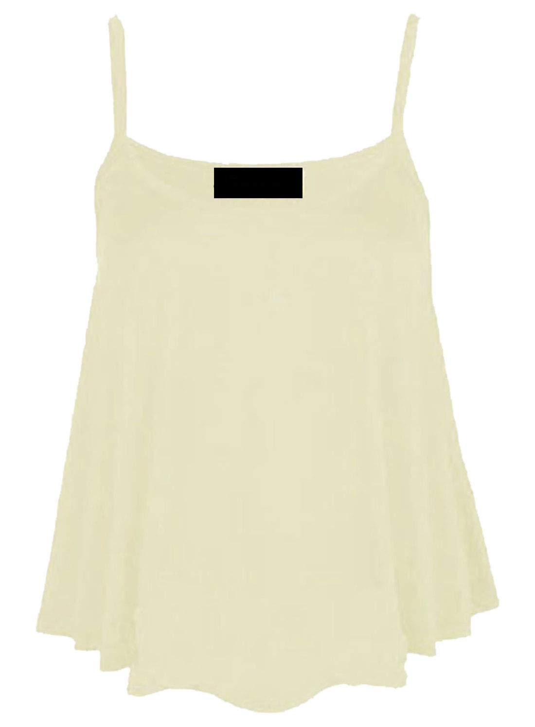 21Fashion Women's Cream Plain Cami Swing Vest Sleeveless Top Strappy Flared Cami Vest Top Plus Size Cerise