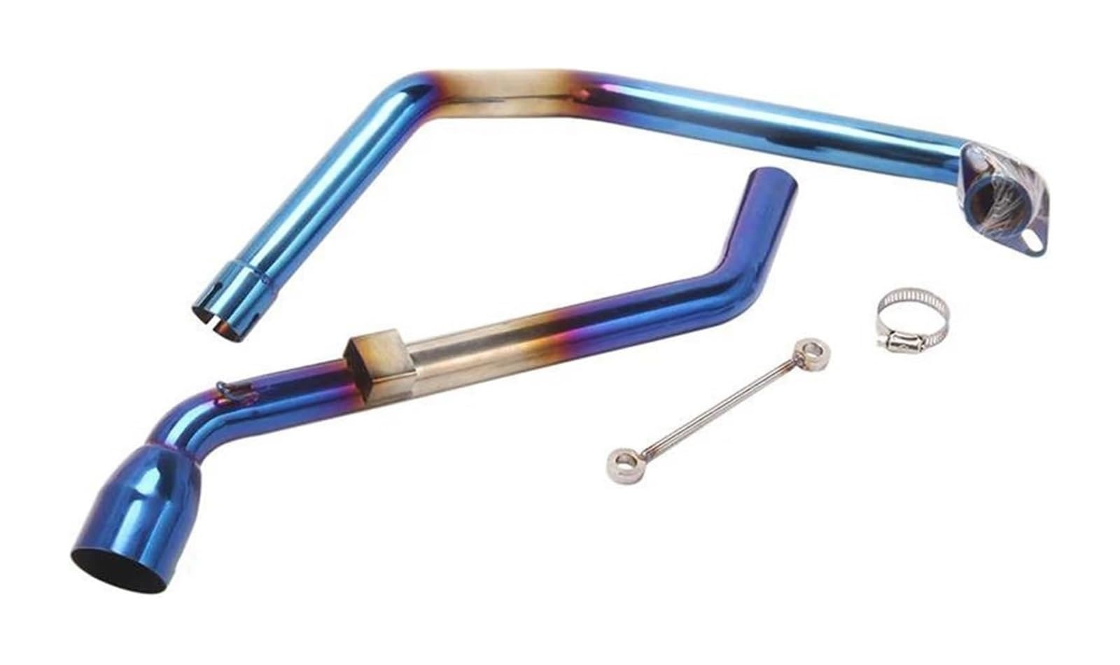 Exhaust Middle Link For Yamaha FZS150 FZS 150 Slip On Exhaust Escape Connection Middle Front Link Modify 51MM Motorbike Exhaust End Silencers Muffler Section Mid Pipe(Blue)