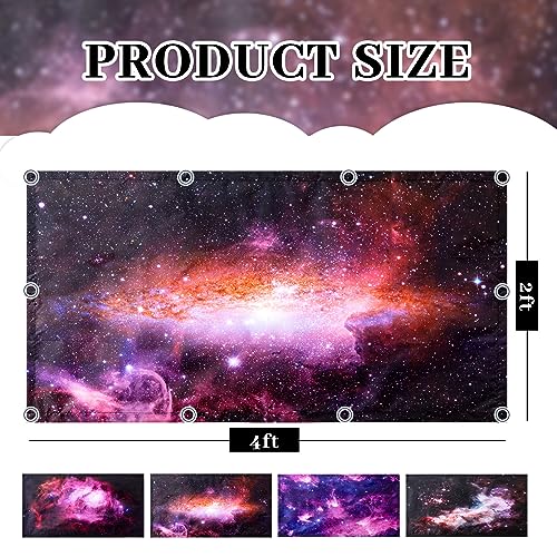 Image of ROCEEI Pack of 4 Fluorescent Light Covers for Ceiling Lights, 4 x 2 Ft, Magnetic Light Covers for Classroom Office Home School Ceiling Decor(Nebula)