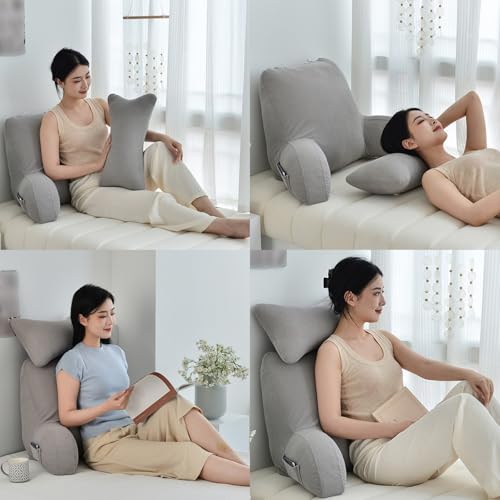 Coussin de lecture lit et canapé ZTGL avec accoudoirs, oreiller de dos ergonomique 75x40x45cm - 8