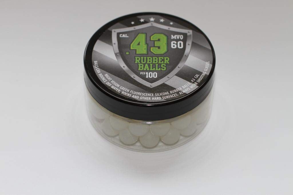 SSR 100 x Night Vision Fluorescent Silicon Rubber Balls Paintballs Glowing in The Dark in 43 Cal. Palline di Gomma Paintball Che brillano al Buio in Calibro 43