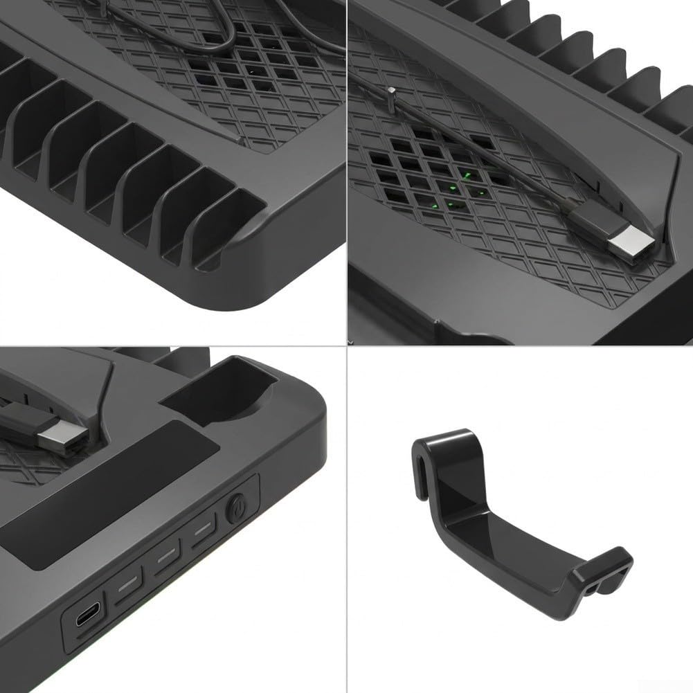 Doppel-Lüfter Basis für PS5 für slim Pro Kühlung Doppel-Lüfter(Black)