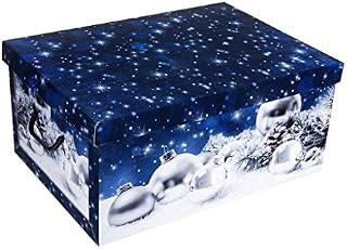 Guaranteed4Less Large Holiday Christmas Season Storage Gift Boxes Present Father Christmas Party Blue