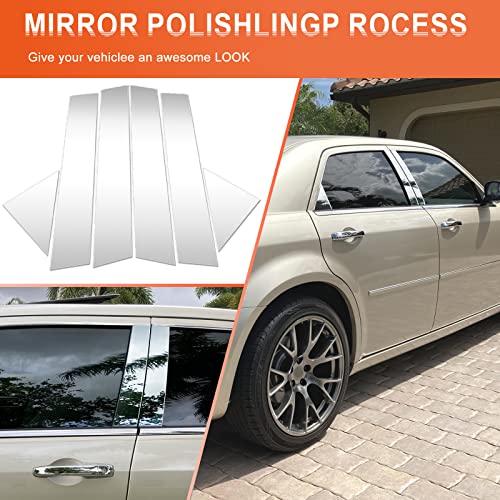 Aclong 6Pcs Silver Pillar Posts Door Window Trim Anti Scratch Stickers Door Pillar Moldings Cover Set Compatible With 2005-2010 Chrysler 300/300C 2005-2008 Dodge Magnum #TOP5
