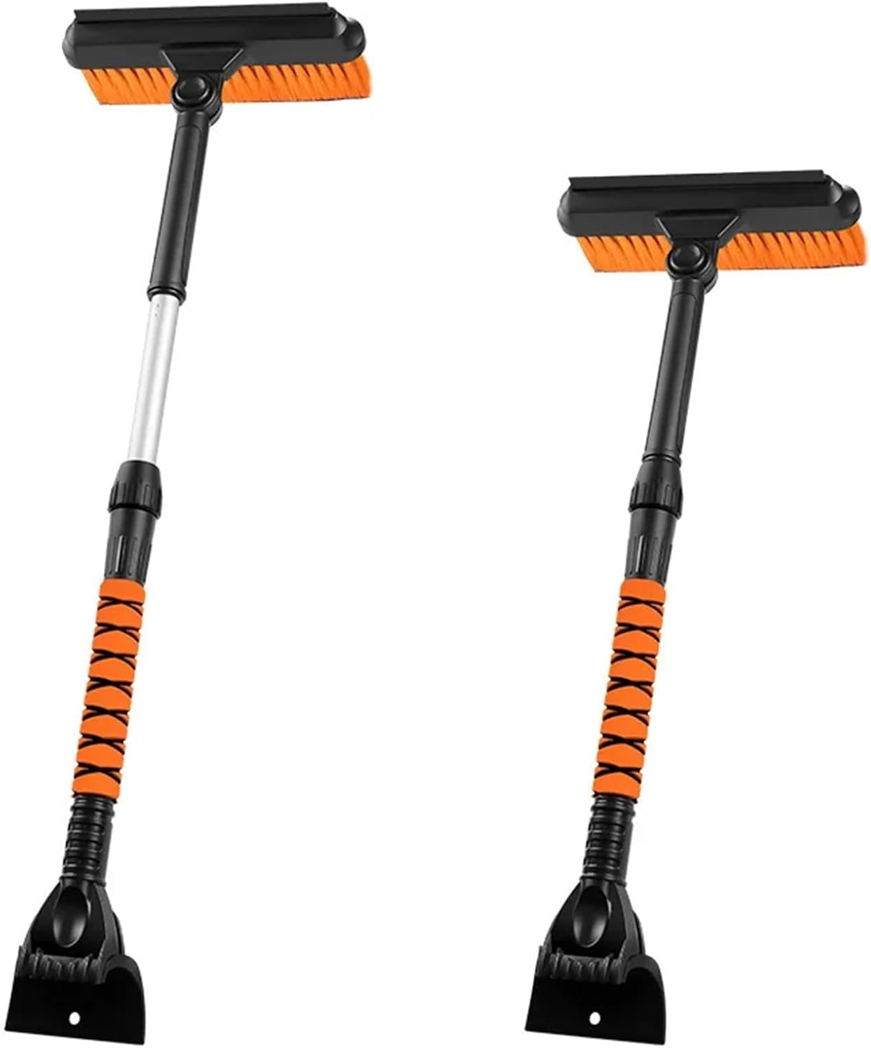 3 in 1/5 in 1 Car Ice Removing Brush Shovel Retractable Winter Snow Shovel Ice Removal Scraper Auto Cleaning Tool Accessories(3 in 1 Orange)