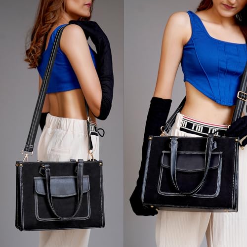 Image of ITALISH Satchel Handbag in Canvas and Leather White and Brown Shoulder Strap Standard Size