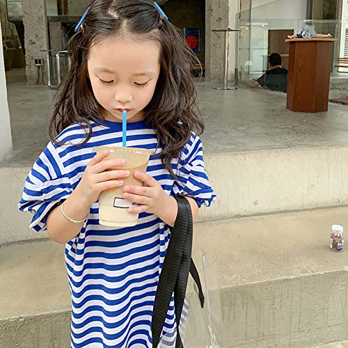 sfdgfhyf New Year Cocktail Dress Toddler Girls T Shirt Striped Mid Sleeve Long Sweater Dress 3 to 8 Years Kids Casual4