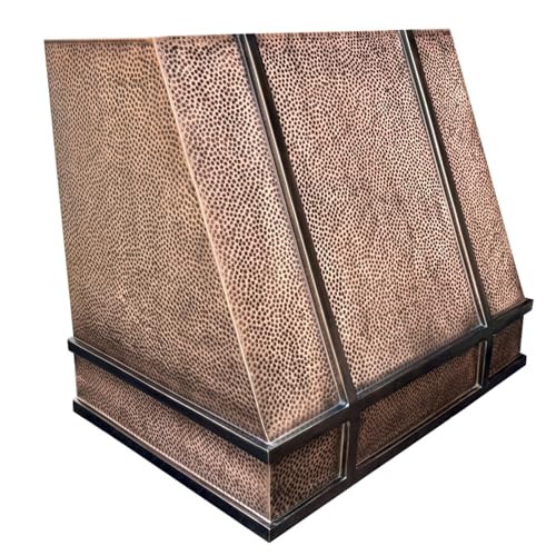 Image of SINDA Wall Mount Handmade Copper Range Hood for Kitchen with SUS304 Liner and Baffle Filter, 30 inchW x 27 inchHx 21 inchD, Antique Copper Beehive Hammered, In Stock