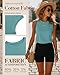 Ficerd 4 Pack Women's Sleeveless Tops, Casual Summer Loose Fit T Shirts Solid Color Tunic Tank Tops Ladies' Crew Neck Tee (Black, Dark Gray, Turquoise, Light Gray,XX-Large)
