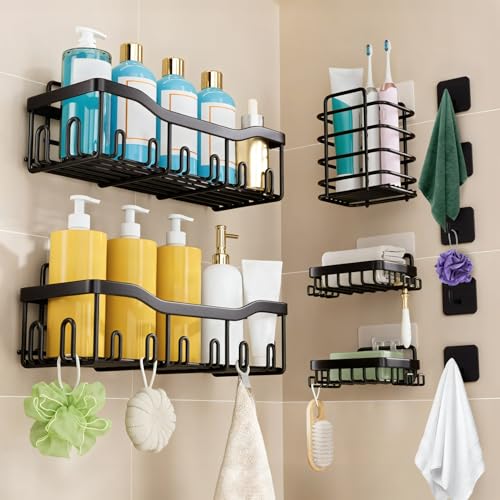 Lista de Dib los 5 mejores. 44 Organizador De Baño,kit de 10 estante para baños Acero inoxidable,repisas baño Sin perforación,con estante de almacenamiento,adhesivos,Ganchos y jabonera,para organizacion...