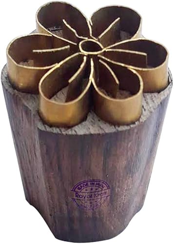 Royal Kraft Sellos de madera de latón floral para la impresión de bloques en arcilla, cerámica, tela Btag014