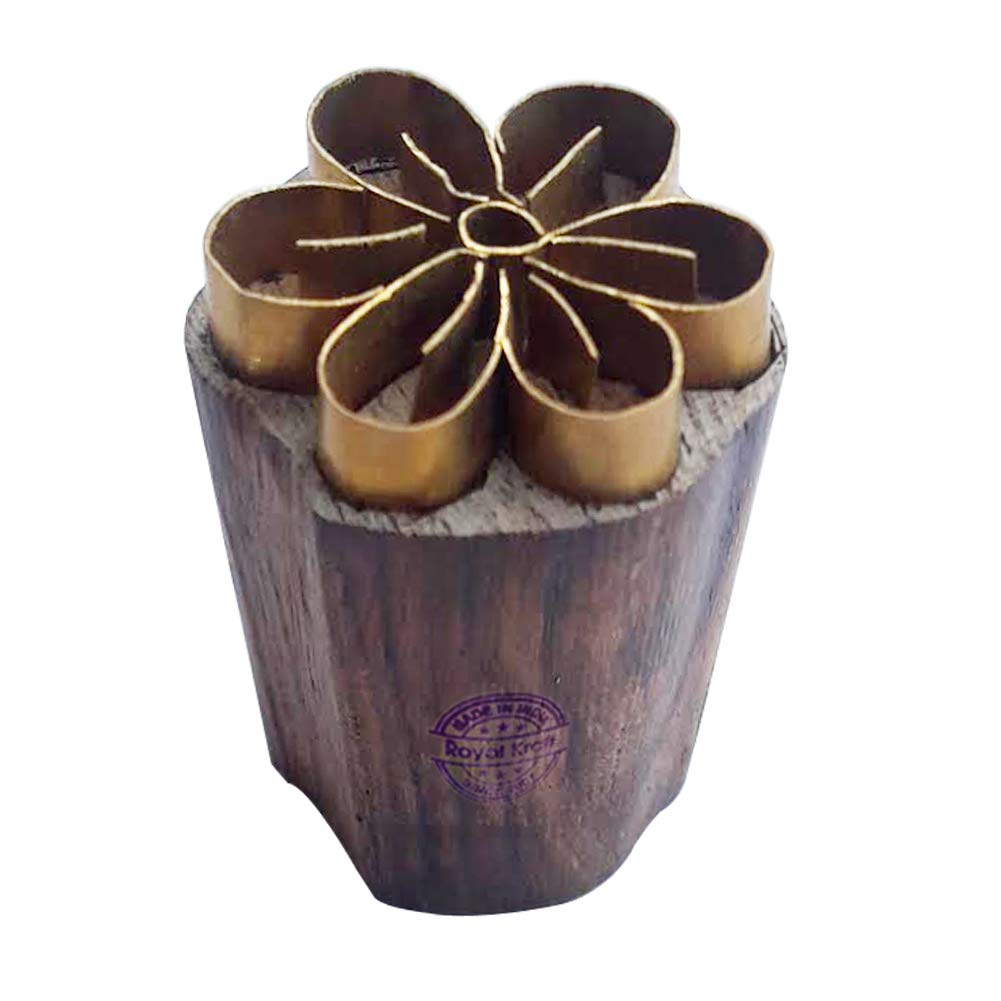 Royal Kraft Floral Brass Wooden Stamps for Block Printing on Clay, Pottery, Fabric Btag014