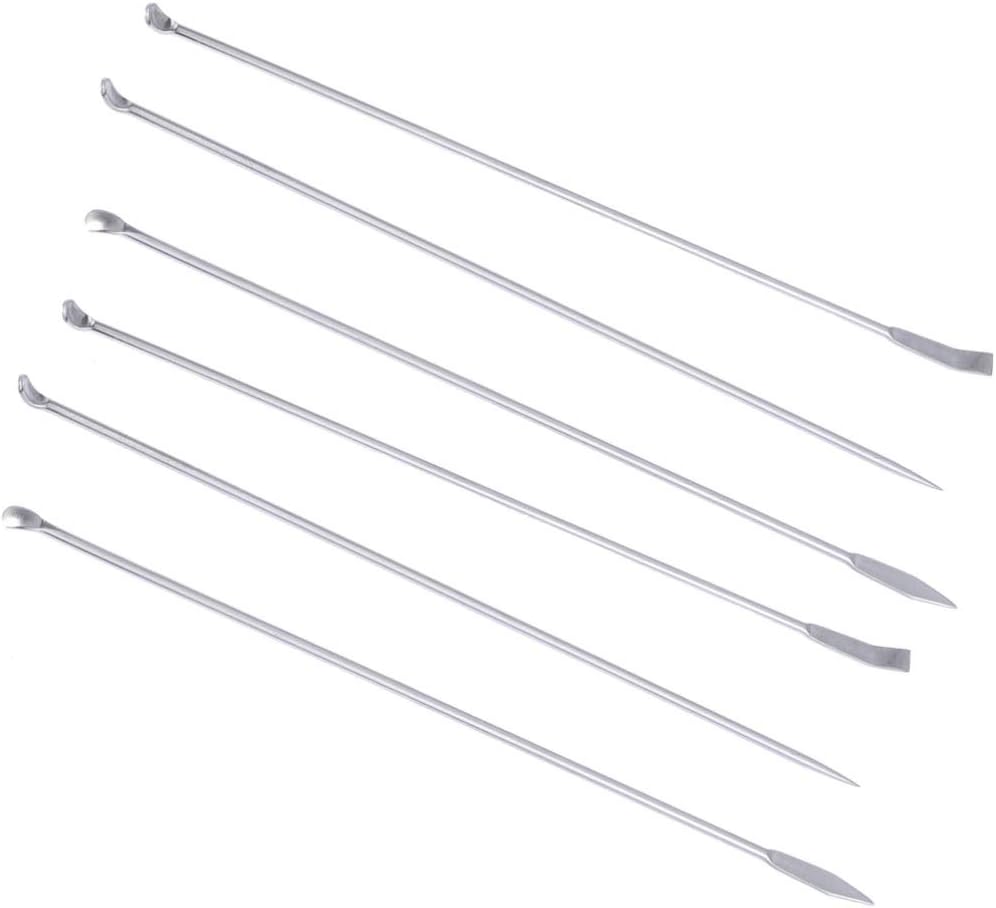 iplusmile 6pcs Laboratory Spatula Laboratory Scoopula Stainless Steel Lab Spoon Spatula Micro Spoons Chemistry Sampling Spoons For Powders Gel Cap Filler