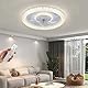 JDONG Deckenventilator mit Beleuchtung und Fernbedienung 54W LED Kristall Deckenleuchte Leise Ventilator mit Timer für Wohnzimmer Esszimmer Schlafzimmer Lampenschirm mit Kristalleffekt