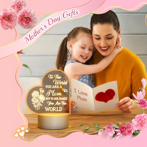 Winzwon Mothers Day Gifts for Mom from Daughter Son Mom Birthday Gift Night Light Personalised Presents for New Mom,Mother in Law, Pregnant Gift Arcylic Room Decartion - Image 3