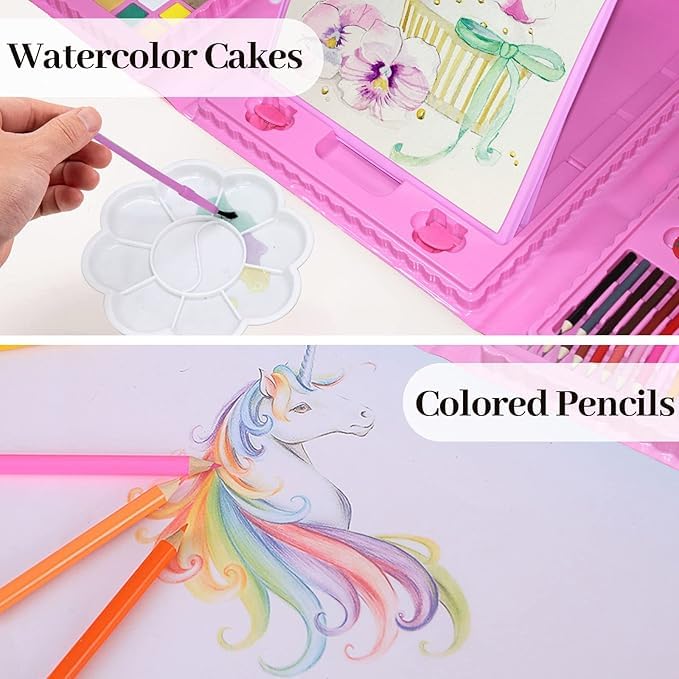 Image of Deluxe Drawing and Painting Art Set Crayon Color Set for Kids | Case Art & Craft Supplies | Great return Gift (Modern, 208)
